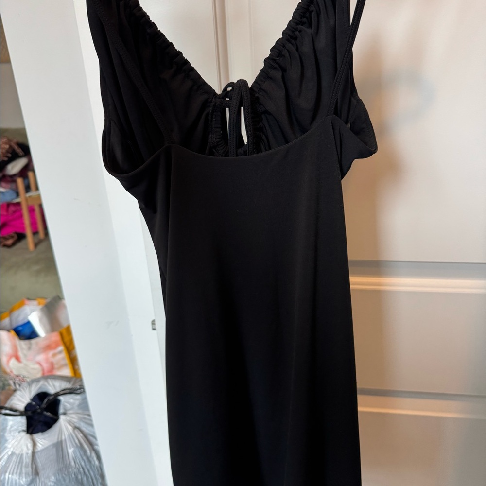 Abercrombie & Fitch Black Ruched Slip Dress